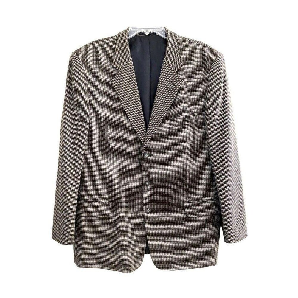 Albert Nipon Men's Brown Jacket 44R Wool Silk Single Breasted Suit Coat Blazer
